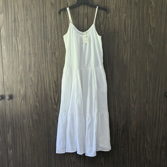 Magaschoni Dresses & Skirts - Women's Magaschoni White Casual Dress 100% Organic Cotton Sleeveless Midi Size L